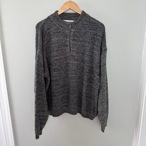 Great Lakes Recreation Grey/Black Knit 1/4 Zip Pullover Knit Sweatshirt Men's XL